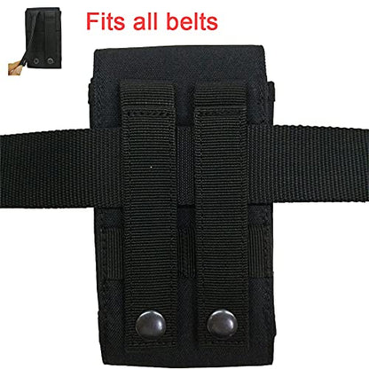 Universal Tactical Molle Phone Pouch Cellphone Holder | Mobile Holster Belt Smartphone Pouch for iPhone 17 Pro Max/Air/17 Pro/ iphone17/16 /15 /14 /13/12 Pro Max/iphone 16/15/14Plus - color: BLACK