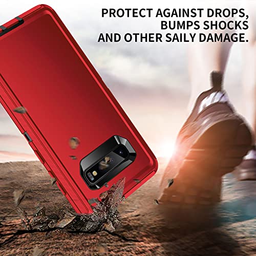 for Galaxy S10 Case,[Without Screen Protector] Heavy Duty Shockproof Dust/Drop Poof 3 Layers Full Bady Protection Rugged Cover Case for Galaxy S10,Red/Black - color: Red/Black