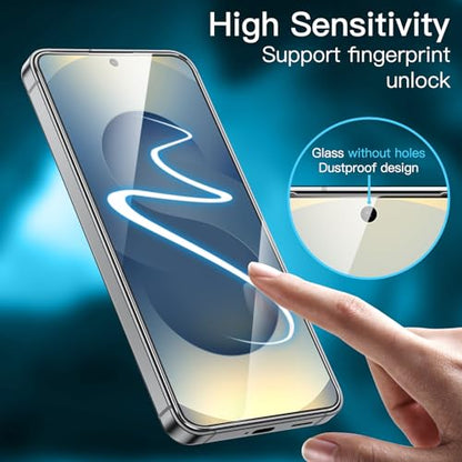 JETech Screen Protector for Samsung Galaxy S25, 3-Pack | HD Clear, Fingerprint ID Compatible, Anti-Scratch Glass - size: Galaxy S25