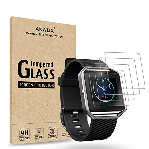 (Pack of 4) Tempered Glass Screen Protector for Fitbit Blaze Smart Watch [0.3mm 2.5D High Definition 9H] Premium Clear Screen Protective Film for Fitbit Blaze