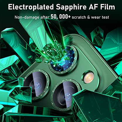 UniqueMe for iPhone 13 Pro/13 Pro Max Camera Lens Protector - Alpine Green - color: Alpine Green (bling circle)