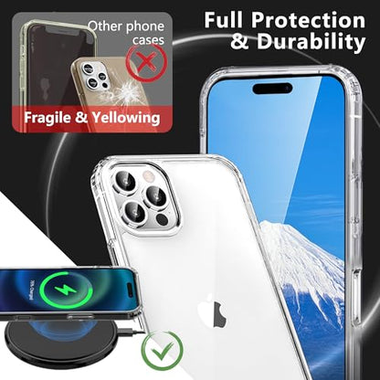 ONES for iPhone 16 Pro Max Slim Case Clear, [PC + TPU Hybrid][Military-Grade Drop Protection][Anti-Yellowing], Shockproof Silicone Hard Cover, Transparent Case - color: HD Highly Clear, size: iPhone 16 Pro Max
