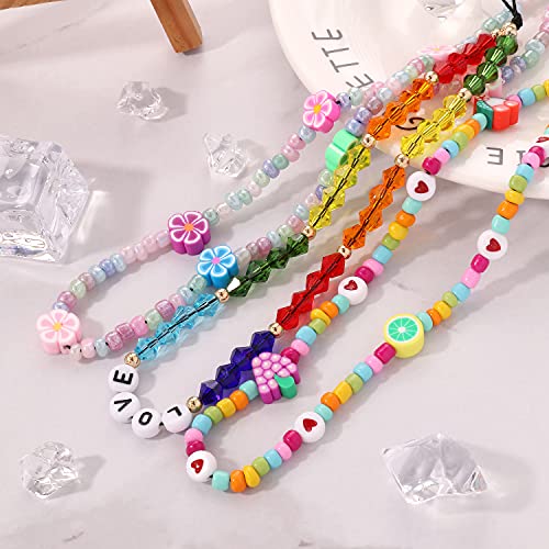 6PCS Beaded Phone Charms Strap Fruit Star Faux Pearl Rainbow Beads Phone Chains Beaded Lanyard for Camera Key Wallet Valentines Day Gifts for Her Women - style: Style6-3