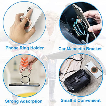 Cellphone Ring Holder Finger Kickstand, Foldable 360° Rotation Cell Phone Stand for Desk, Magnetic Car Mount, Metal Multi-Angle for Phone Back Grip Compatible with iPhone, iPad (Rose Gold) - color: Rose Gold
