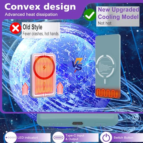 Magnetic Battery Pack for iPhone /17/16/15/14/13/12 Series, 10,000mAh Mag-Safe Battery Pack, Slim Mag-Safe Power Bank Charger, Power Bank Magnetic Charger for iPhone (Light Blue) - color: Light Blue
