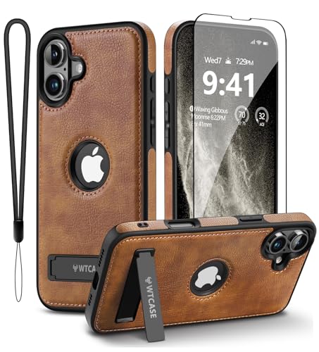 WTCASE Magnetic for iPhone 16 Leather Case,Built-in Invisible Stand [Compatible with Magsafe] Protective Slim Kickstand Phone Cover Compatible with iPhone 16 (2024) 6.1" (Brown) - color: Brown, size: iPhone 16 - 6.1"