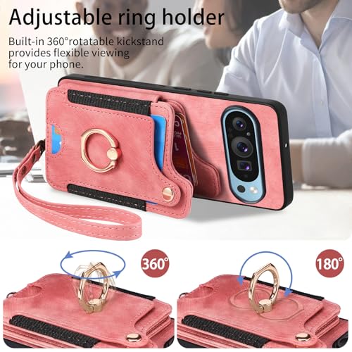 for Google Pixel 11 Pro Phone Case Wallet Card Holder,PU Leather Flip Folio Case,RFID Blocking Ring Holder Kickstand Wrist Strap Magnetic Protective Women Men Cover Blue - color: Blue, size: Pixel 11 Pro