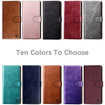 SUANPOT for iPhone 13（Non 13Pro） 6.1 inch 5G with RFID Blocking Wallet case Credit Card Holder,Flip Book PU Leather Phone case Shockproof Cover Cellphone Women Men for Apple 13 case Wallet Black - color: Dark Black Color