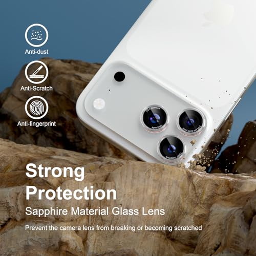 Compatible with iPhone 17 Pro Max/17 Pro Camera Lens Protector - color: Silver + Red