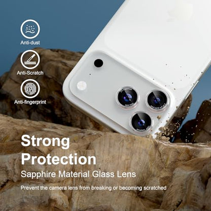 Compatible with iPhone 17 Pro Max/17 Pro Camera Lens Protector - color: Silver + Red