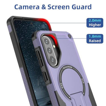 for Galaxy A37/A36-5G Case Military-Grade Dropproof Phone/Invisible Kickstand with MagSafe/HD Screen Protector, Protective Magnetic Phone Cover for Samsung Galaxy A37 4G/5G&A36 5G (Purple) - color: Purple