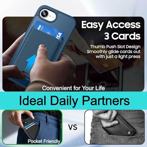 Magnetic for iPhone 17e/iPhone 16e Wallet Case, Deep Blue - color: Deep Blue, size: iPhone 17e/16e