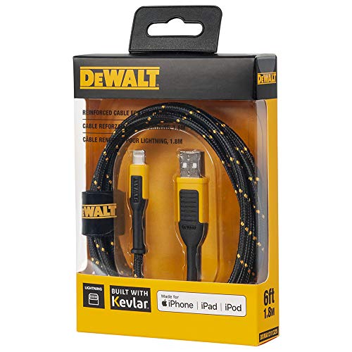DEWALT Heavy Duty USB A to Lightning Cable [Apple MFi Certified], 6FT - size: 6 feet