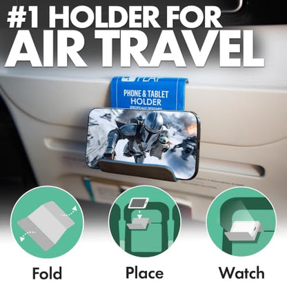 Flight Flap Airplane Phone Holder - Foldable Phone Stand for Plane Travel - color: Blue, size: Large