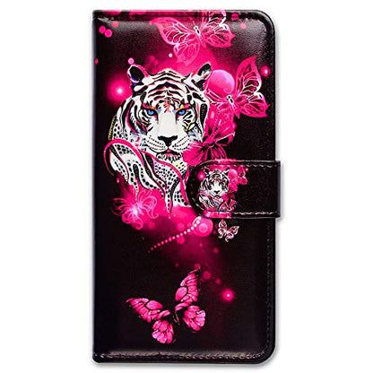 Bcov Case for Galaxy S26,White Tiger Butterfly Leather Flip Phone Case Wallet Cover with Card Slot Holder Kickstand Case for Samsung Galaxy S26 - color: White Tiger Butterfly Style