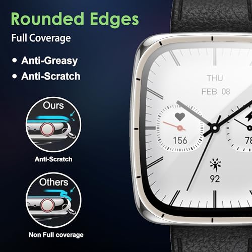 Compatible for Amazfit Active 2 Square screen protector, Anti-Scratch 3D Full Screen Coverage flim, Case Friendly, HD Ultra, 4 PACK - size: Amazfit Active 2 Square