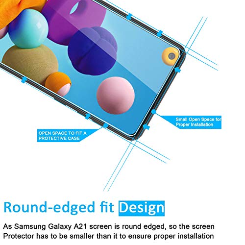 NEW'C 3 Pack Designed for Samsung Galaxy A21 Screen Protector Tempered Glass, Case Friendly Scratch Resistant,Bubble-Free, Ultra Resistant - size: A21 6.5 inches