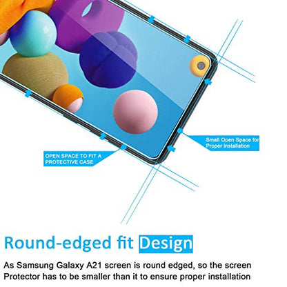 NEW'C 3 Pack Designed for Samsung Galaxy A21 Screen Protector Tempered Glass, Case Friendly Scratch Resistant,Bubble-Free, Ultra Resistant - size: A21 6.5 inches