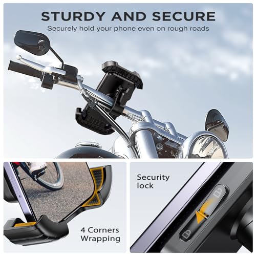 Miracase Bike Phone Holder - [Anti Shake] Motorcycle phone Mount, Phone Holder for Bike, Bicycle Phone Mount Handlebar Cell Phone Holder -[Silicone Wrapped] Scooter Bike Accessories for iPhone Samsung