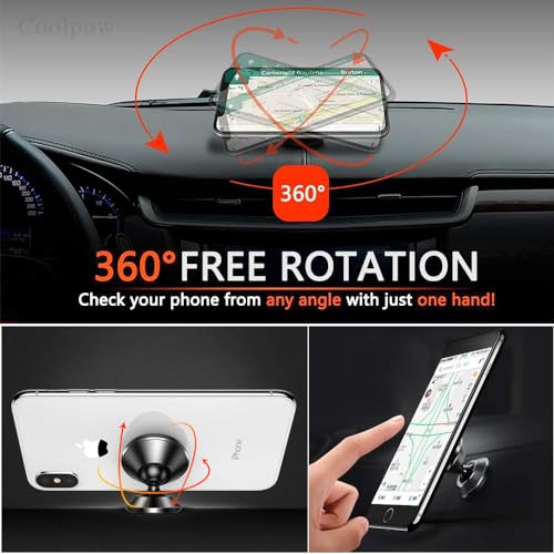 【2-Pack】Magnetic Phone Holder for Car Dash Strong Magnetic Car Phone Mount - color: Black