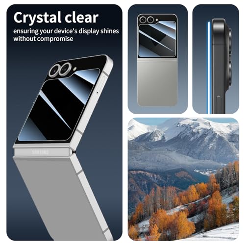 Privacy Screen & Camera Lens Protector for Samsung Galaxy Z Flip6, Double Shatterproof Anti-Spy Tempered Glass, Private Black Protection, 9H Hardness Anti-Scratch Case-Friendly, 3 Pack Each - color: Flip6 Black