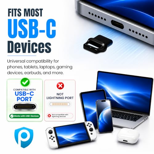 USB C Dust Plugs 50 Pack with Easy Grip Tabs and Cleaning Brush, Black - color: Black, size: 50 Pack