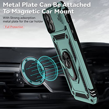 for iPhone 11 Case,with Screen Protectors and Camera Cover,[Military Grade] 16ft.Drop Tested Cover with Magnetic Kickstand Protective Case for iPhone 11 6.1 inch, Green - color: Green