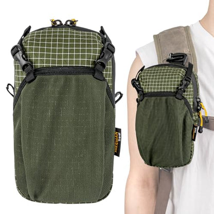 HIKEMAN Backpack Shoulder Strap Pouch - Smartphone Strap Pack,Waterproof Backpack Strap Pocket Attachment Bag for Hikers,Small Crossbody Bag Waist Pack for Sports Hiking Camping (Army Green) - color: Army Green