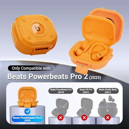 PROfezzion for Beats Powerbeats Pro 2 Case Cover with Lock, Heavy Duty - color: Electric Orange