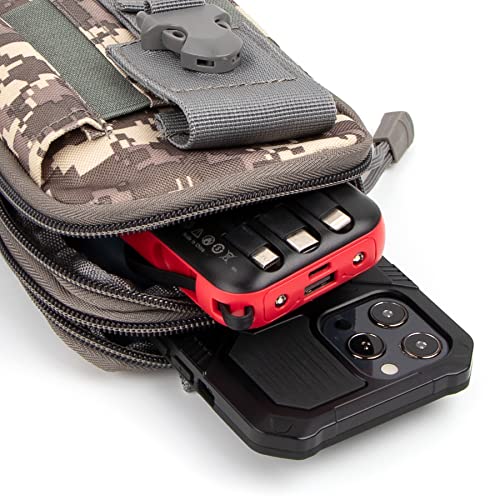 Tactical Molle Phone Pouch Compact Utility Belt Waist Bag with Shoulder Strap for iPhone 14 Plus/14 Pro Max/14 Pro/14/13 Pro Max/13/12 Pro - color: Camouflage Digital Grey
