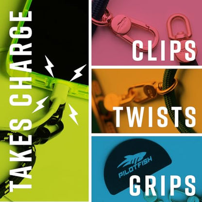 Pilotfish Team Phone Lanyard Strap – Universal Neck & Crossbody Cell Phone Holder, Anti‑Drop, Adjustable for iPhone & Android - color: Gold Buckle/Black