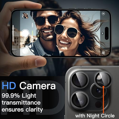 JETech Camera Lens Protector for iPhone 15 Pro/15 Pro Max, Black Titanium - color: Black Titanium