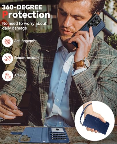 OCASE for Samsung Galaxy S26 Ultra Detachable Wallet Case with Card Holder, [2 in 1] PU Leather Flip Folio Case with RFID Blocking Stand Wrist Strap Shockproof Phone Cover 2026, Blue - color: Blue, size: Samsung Galaxy S26 Ultra