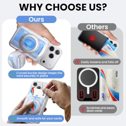 for Magsafe Wallet, 2 Card Holder, With Rotating Stand, Clear - color: Clear