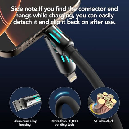 MFish 2-Pack 240W 4-in-1 Multi Charging Cable, Black+Grey, 6.6FT - color: Black+Grey, size: 2-Pack 6.6FT