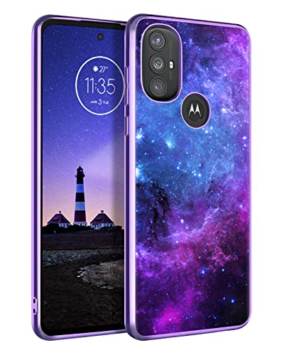 GUAGUA Compatible with Motorola Moto G Power 2022 Case 6.5 Inch Glow in The Dark Noctilucent Luminous Space Nebula Slim Fit Cover Protective Anti Scratch Cases for Moto G Power 2022, Blue