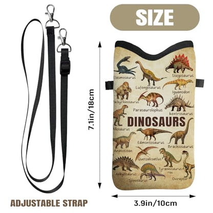 Cell Phone Sleeve Pouch with Adjustable Strap - Dinosaur Stuff - color: Dinosaur
