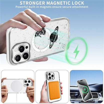 Magnetic Case for iPhone 14 Pro Design On Clear Base, Compatible with MagSafe, Slim Protective Soft TPU Bumper Phone Cover Women Girls Case Astronaut Galaxy Earth Cycling - color: Astronaut Galaxy Earth Cycling, size: iPhone 14 Pro