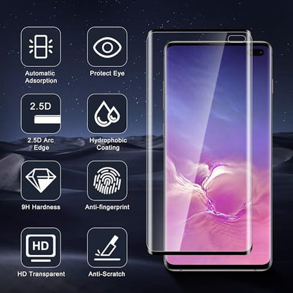 2+2 Pack for Samsung Galaxy S10 Plus Screen Protector, 9H Tempered Glass + Camera Lens Protector, Full Coverage, Case Friendly, Anti-Scratch, Bubble-Free for S10 Plus 5G 6.4” - size: 6.4 Inch-Galaxy S10 Plus