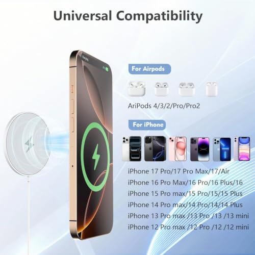 Magnetic Wireless Charger 2Pack, Long 10FT Mag-Safe Charging Pad for iPhone - size: 10FT