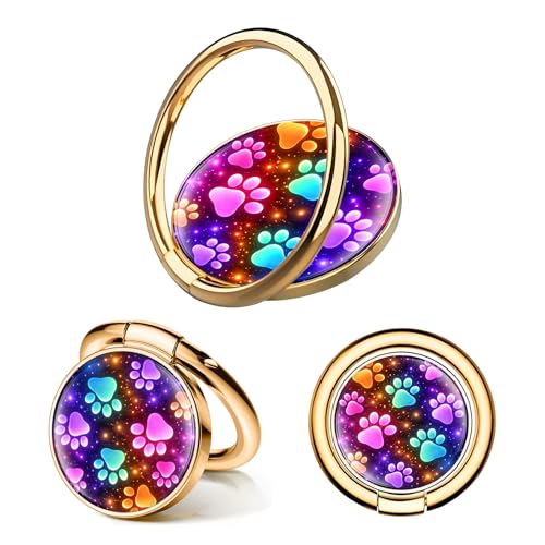 Cell Phone Ring Holder, Cute Phone Ring Grip Stand, 360°Rotation Funny Metal Kickstand Finger Grip Colorful Cute Dog Paws - color: Colorful Cute Dog Paws