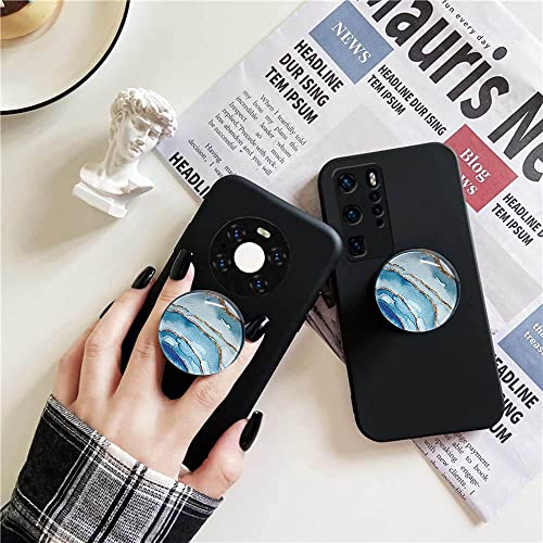 Clear Crystal Glitter Expandible Collapsible Moblile Phone Grip Stand Holder for Smartphones and Tablets Cell Phone Accessory (Aqua Blue Rose Gold Wave)