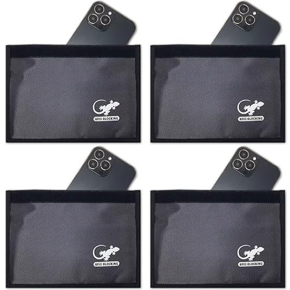 Gecko Travel Tech Faraday Bag Anti-Tracking GPS RFID Car Key Signal Blocker Wallet Shielding Pouch Protective Case for Cell Phone Car Key FOB, Data Privacy, Electronic Device Security (4 PACK - GRAY) - color: 4 PACK - GRAY
