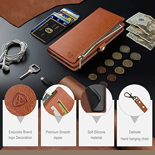 XcaseBar Compatible with ‌Samsung Galaxy S26 Ultra Wallet case with Zipper Credit Card Holder【RFID Blocking】,Flip Folio Book PU Phone case Shockproof Cover Women Men for S26 Ultra case Light Brown - color: Light Brown, size: Samsung Galaxy S26 Ultra