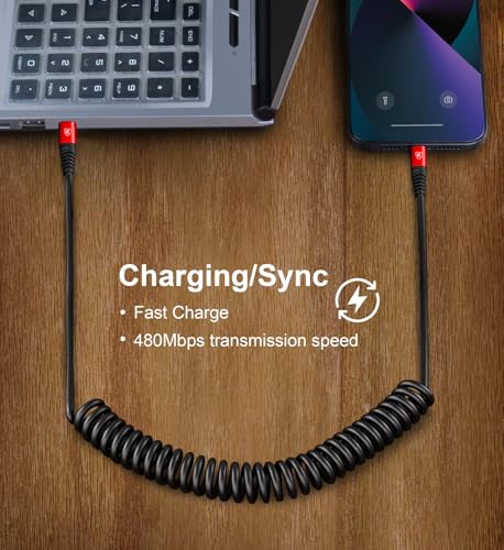 USB C to USB C Cable 6ft, 2Pack Coiled USBC Charger Cable for CarPlay - color: Red, size: 6FT