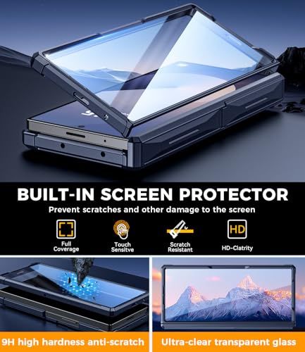 for Samsung Galaxy Z Fold 6 Case: Heavy Duty Armor Phone Case [Compatible with MagSafe][Hinge Protection][Dual Kickstand] Shockproof TPU+PC Cover for zfold 6 5G 2024 Blue - color: Blue