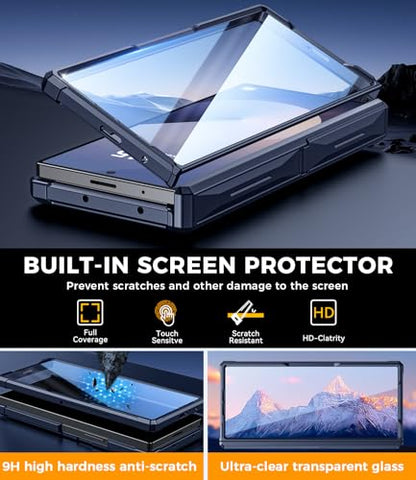 for Samsung Galaxy Z Fold 6 Case: Heavy Duty Armor Phone Case [Compatible with MagSafe][Hinge Protection][Dual Kickstand] Shockproof TPU+PC Cover for zfold 6 5G 2024 Blue - color: Blue