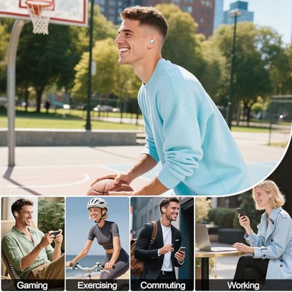 kurdene Wireless Earbuds Bluetooth 5.4 in Ear Buds Light Weight Headphones,Deep Bass Sound,Built in Mics Headset,Clear Calls Earphones for Sports Workout Light Blue - color: Blue