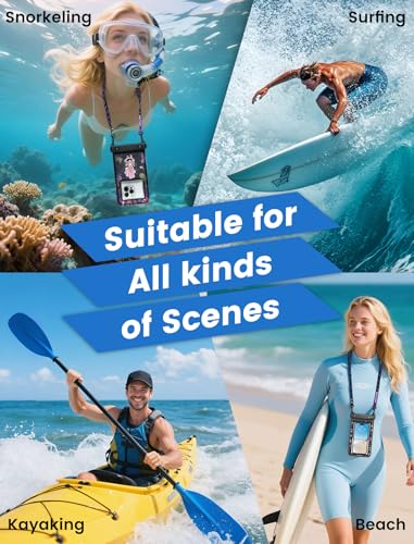 Paul Frank Waterproof Phone Pouch Floating, 2 Pack IPX8 Waterproof Phone Case with Lanyard for iPhone 17 16 15 14 Pro Max Galaxy S25 S24, Cellphone Dry Bag Beach Cruise Ship Essentials(up to 8.5") - color: Black&Black