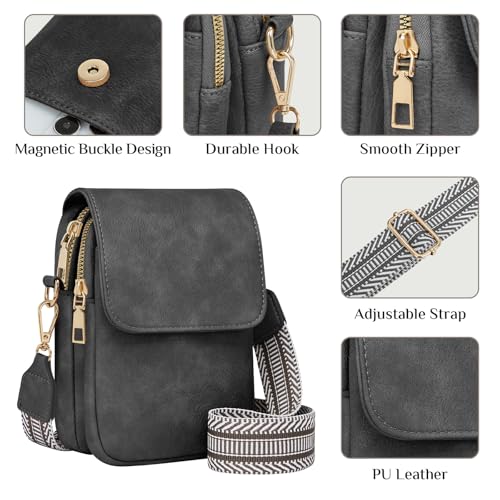 Fashion Small Crossbody Bags for Women Trendy Designer Cell Phone Purses | Adjustable Straps,with Card Holder,Detachable Wristlet Strap,small Cross Body Bag for Woman,Mini Bags,Travel Purse,Work,Gym - color: Darkgrey